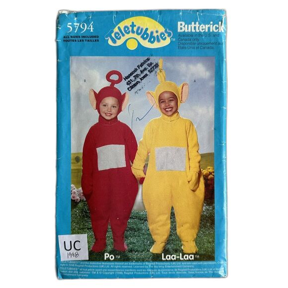 Vintage Costume Sewing Pattern Teletubbies Butterick 5794 Sz 2-6x UNCUT - Picture 1 of 2